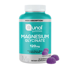 Qunol Magnesium Glycinate Gummies mixed berry bottle for easy daily supplement.