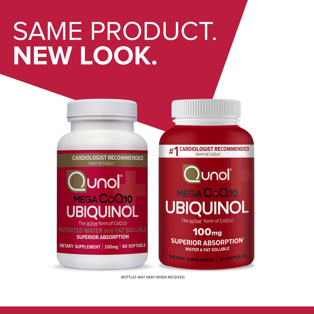 Closeup of Qunol Mega Ubiquinol CoQ10 softgels emphasizing capsule form
