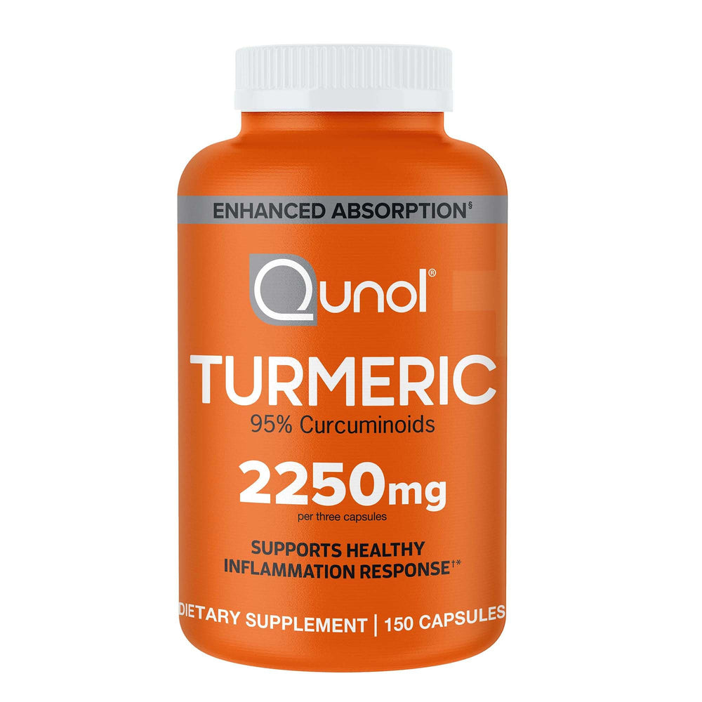 Qunol Turmeric 2250mg bottle highlighting enhanced absorption for daily joint support