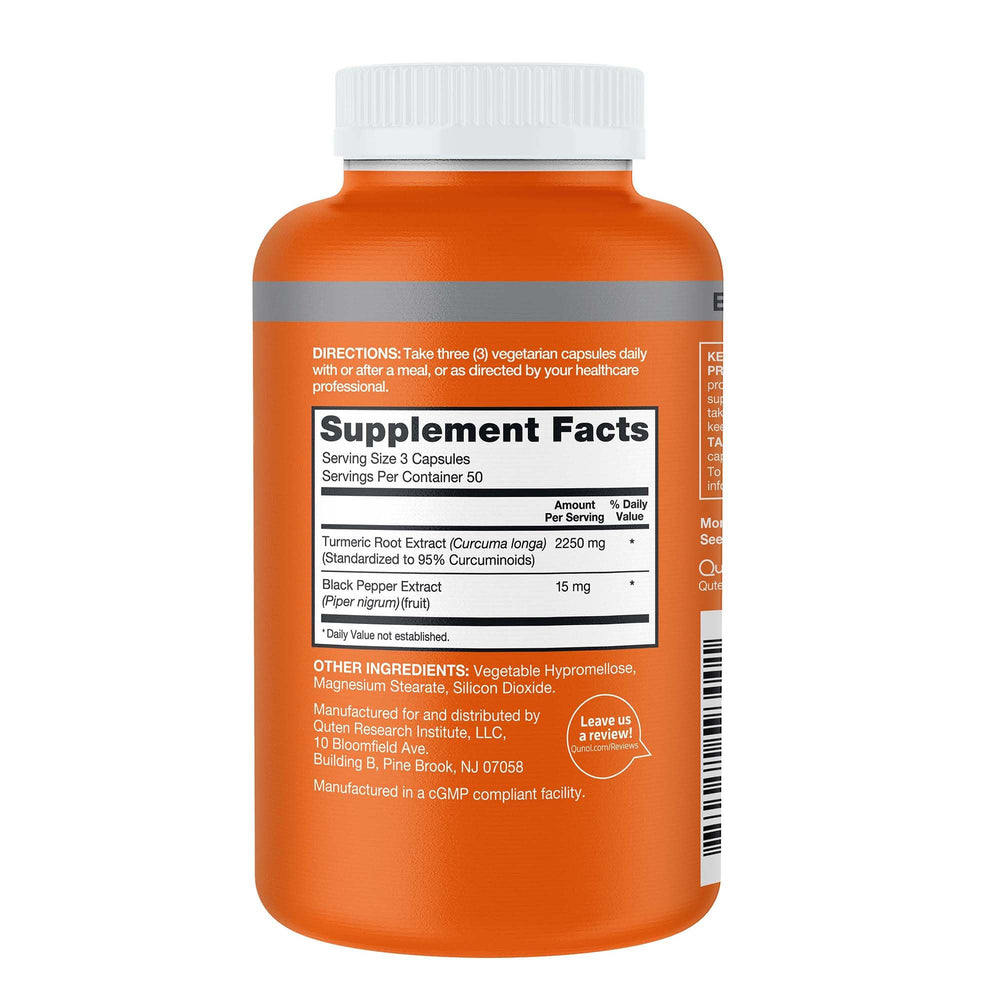 Qunol 2250mg turmeric with 95% curcuminoids delivers high-curcuminoid content