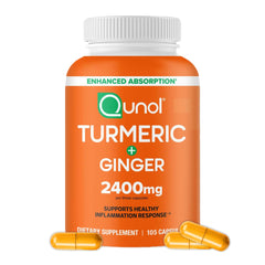 Qunol Turmeric bottle front showing enhanced absorption formula for joint comfort.