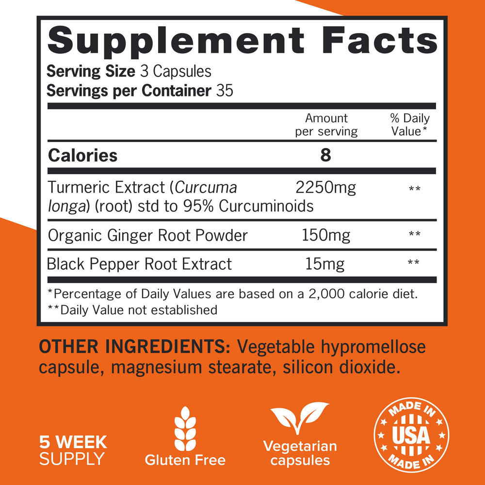 Qunol Turmeric bottle label detail highlights black pepper extract.