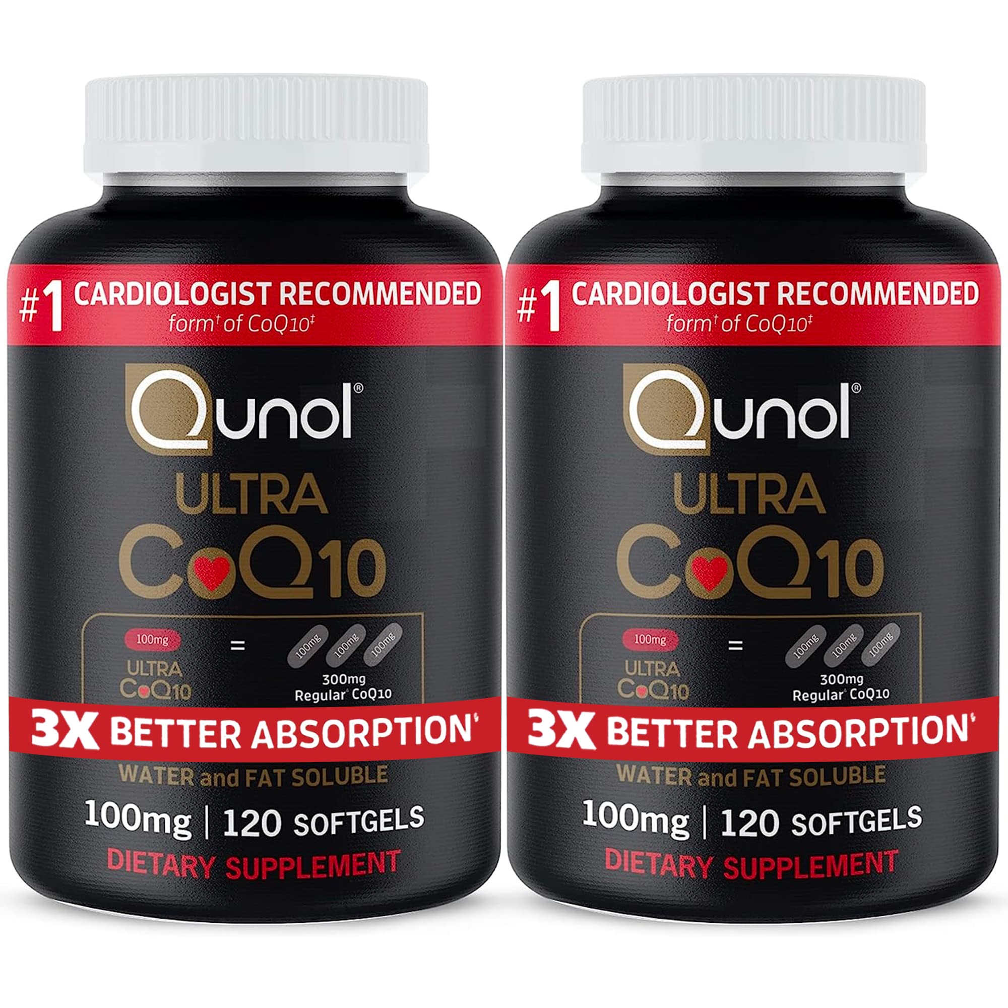 Qunol Ultra CoQ10 bottle front showing the nutrition-loaded packaging for daily use