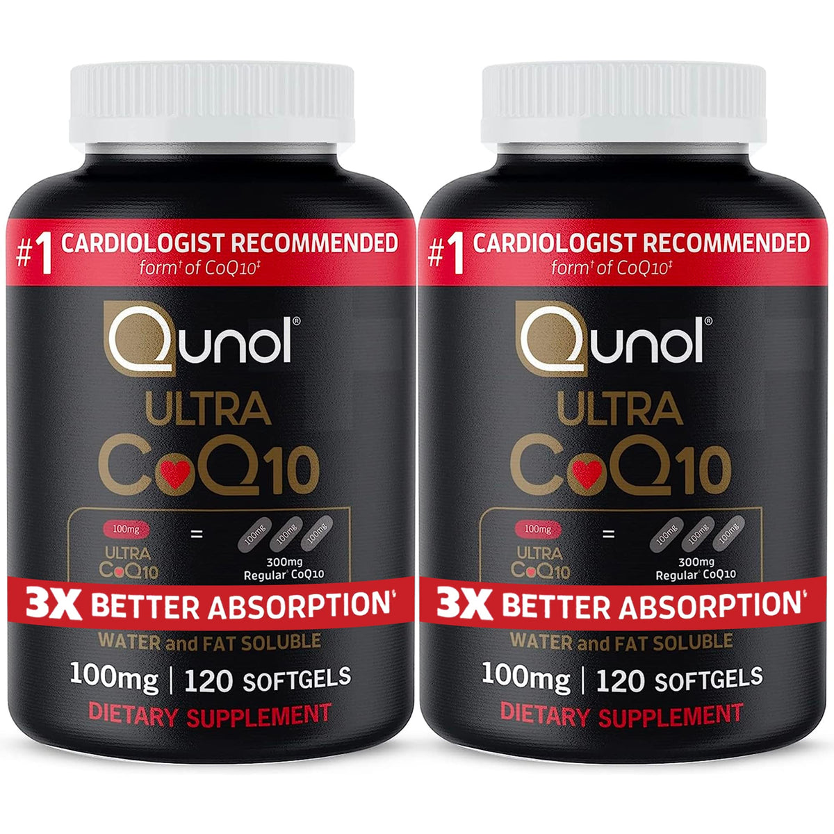 Qunol Ultra CoQ10 bottle front showing the nutrition-loaded packaging for daily use