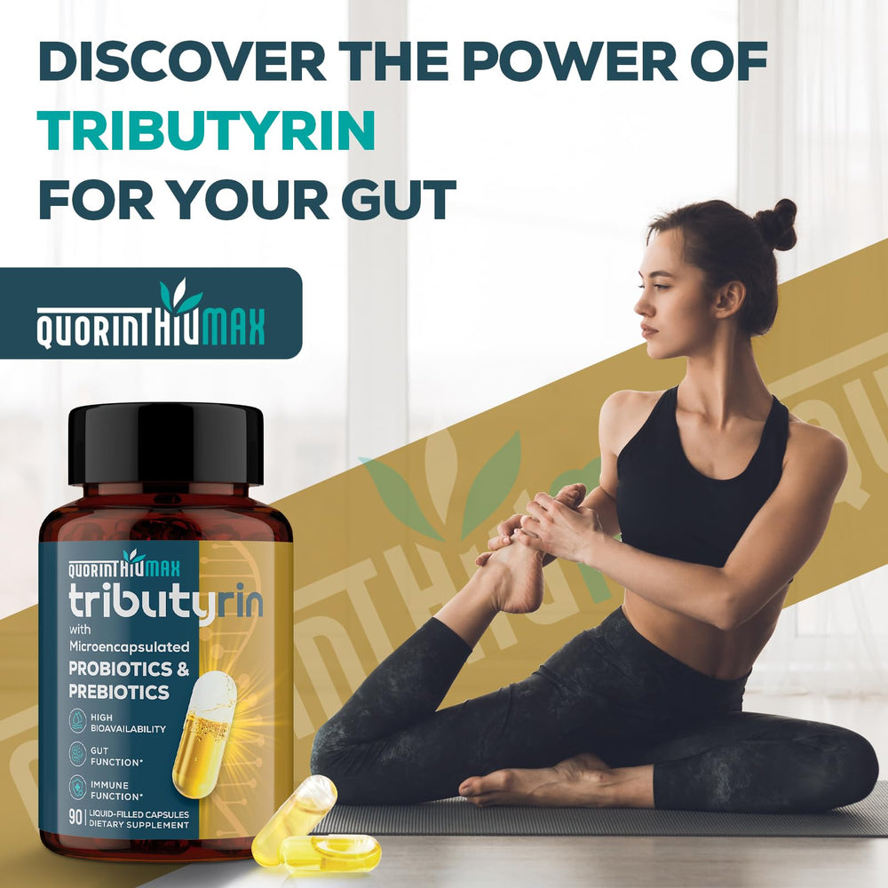 Quorinthiumax packaging lifestyle scene emphasizes on-the-go gut and immune support.