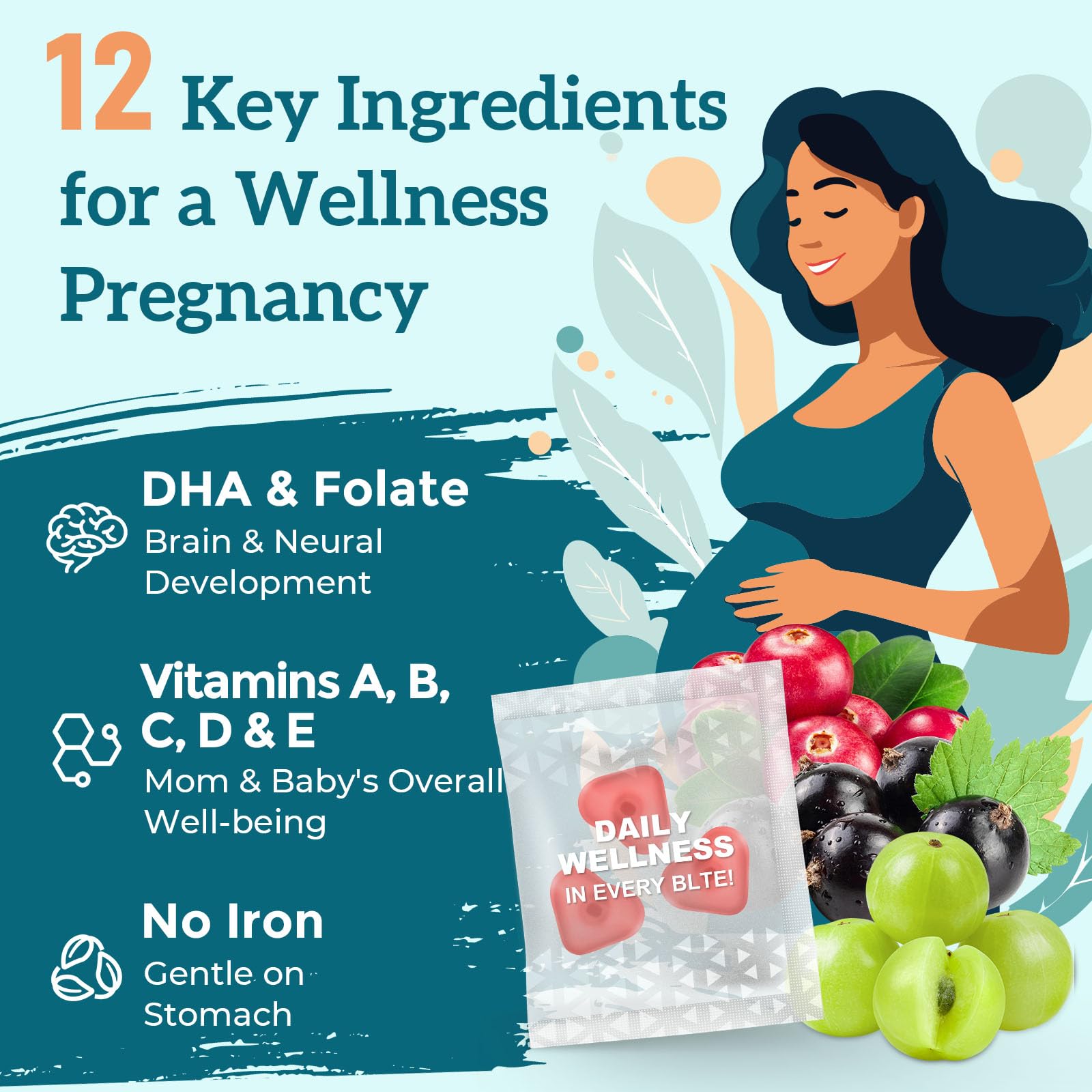 Quorinthiumax Prenatal Gummies pack includes essential vitamins and minerals.