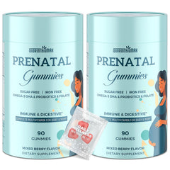 Quorinthiumax Prenatal Gummies bottles packaging for convenient daily use during pregnancy.