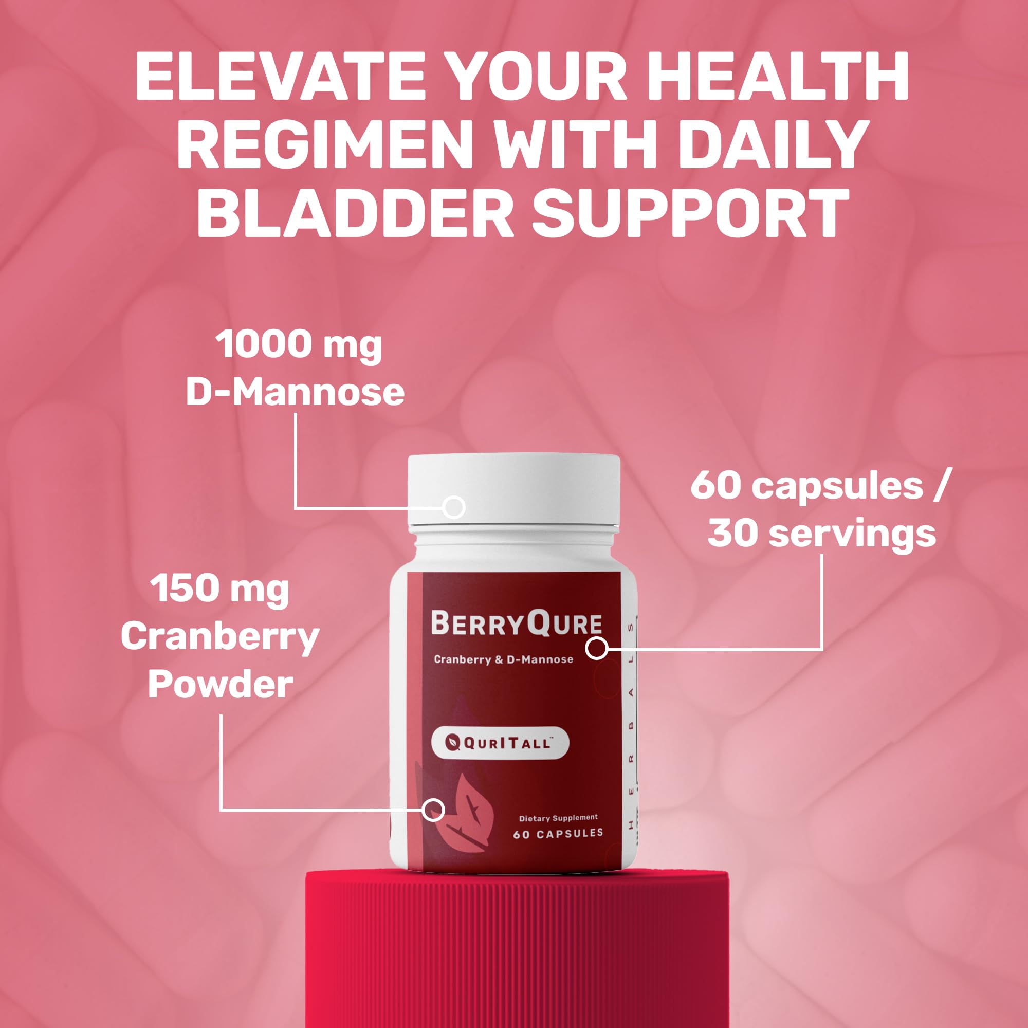 BerryQure cranberries and powder note highlight natural cranberry ingredients.