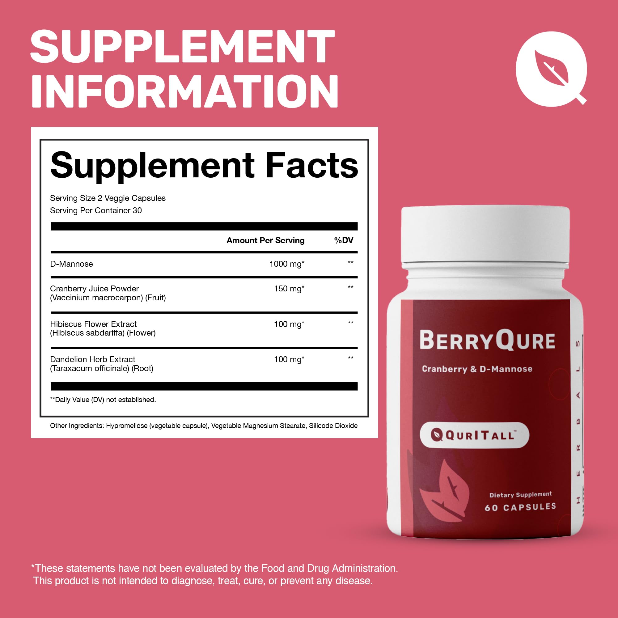 QurItAll BerryQure dandelion extract visual indicates botanical support.