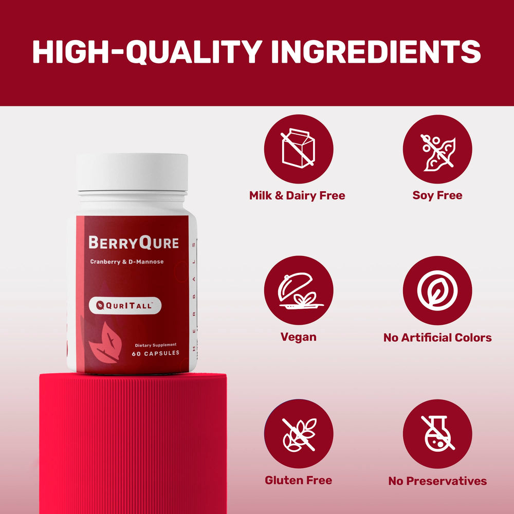 QurItAll BerryQure hibiscus extract on label emphasizes herbal blend.
