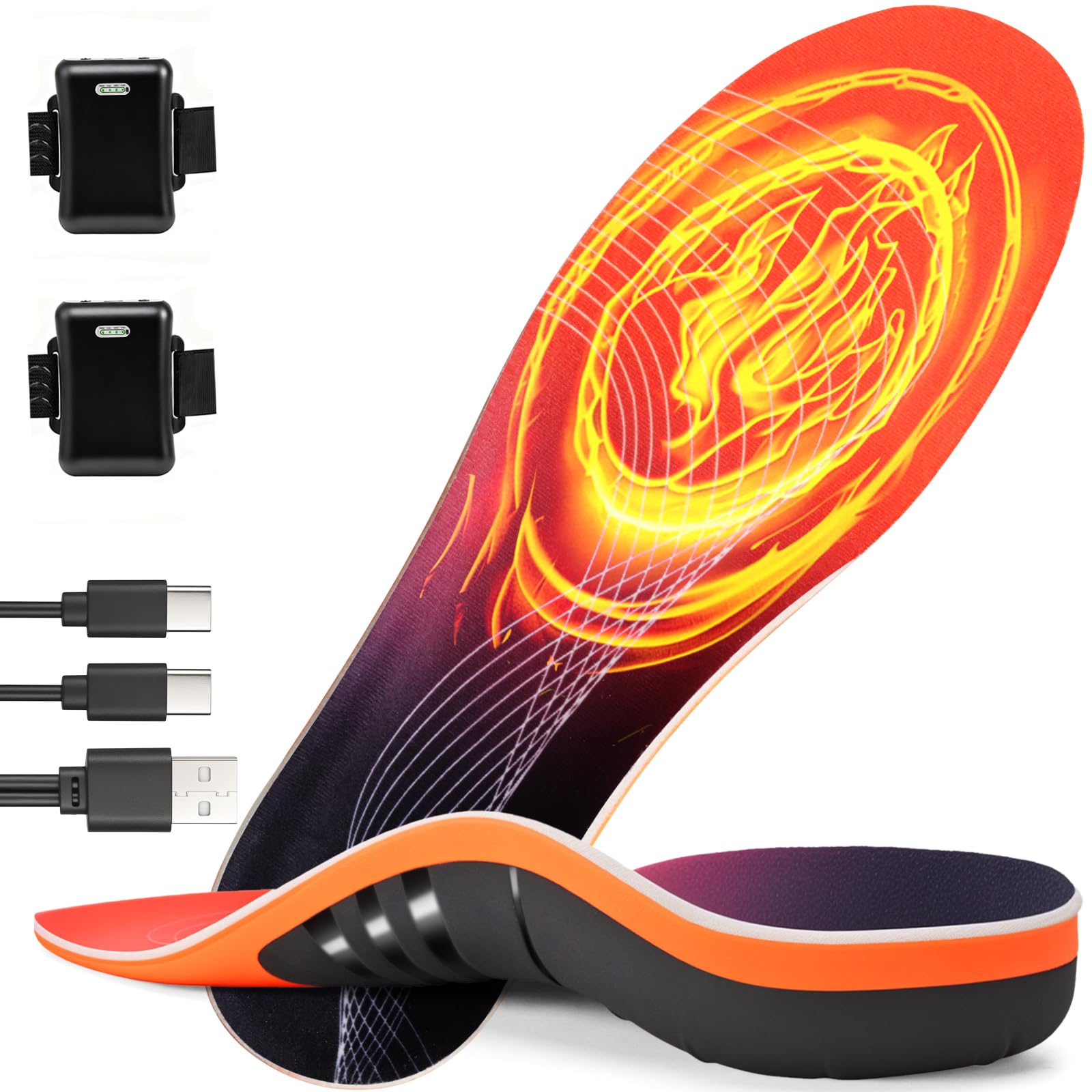 Quunoot rechargeable heated insoles pair provides warmth for cold days.