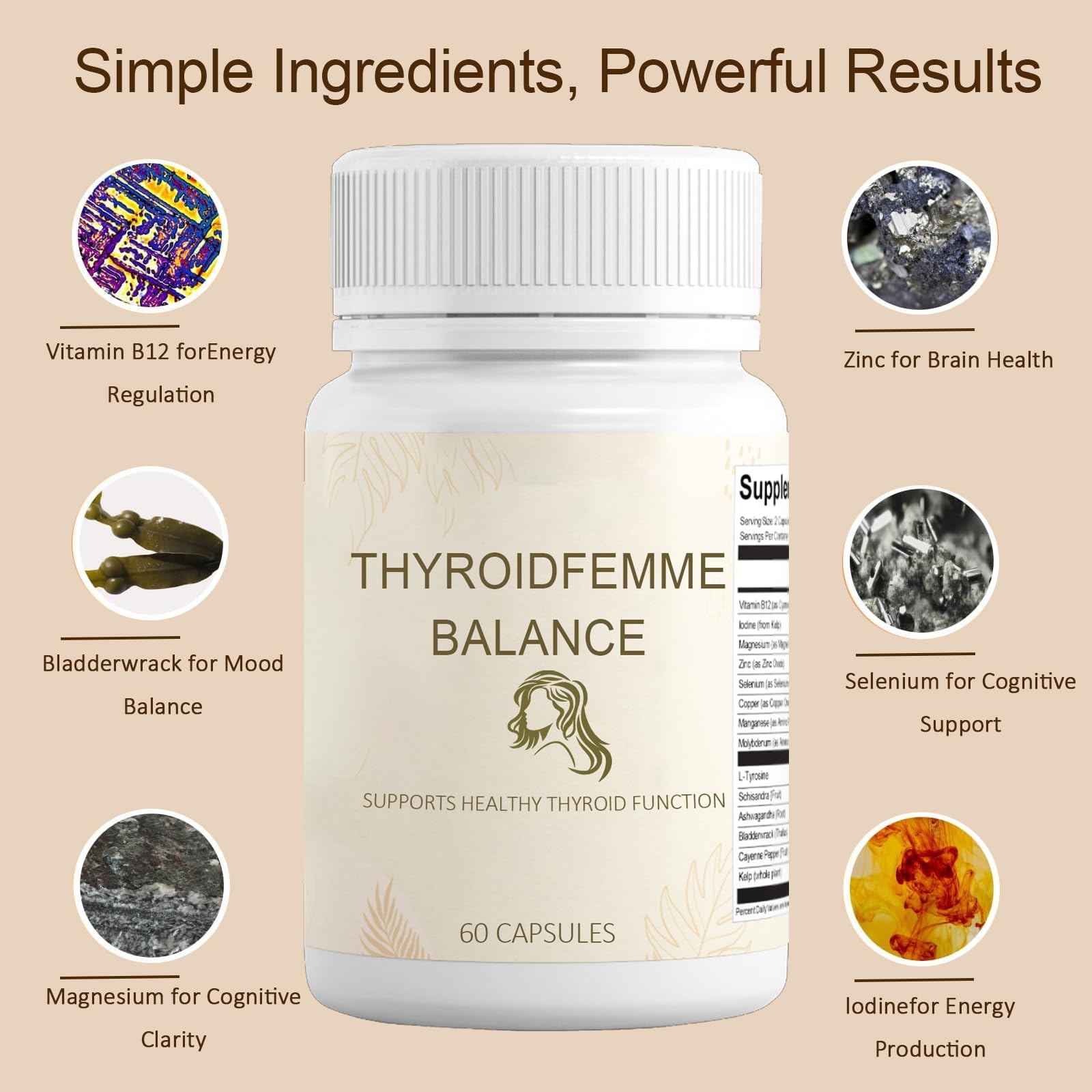 QUZOYU Thyroidfemme Balance bottle on bedside for daily routine