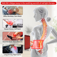 Qworaky red-light therapy belt back view delivers targeted warmth for post‑activity comfort.