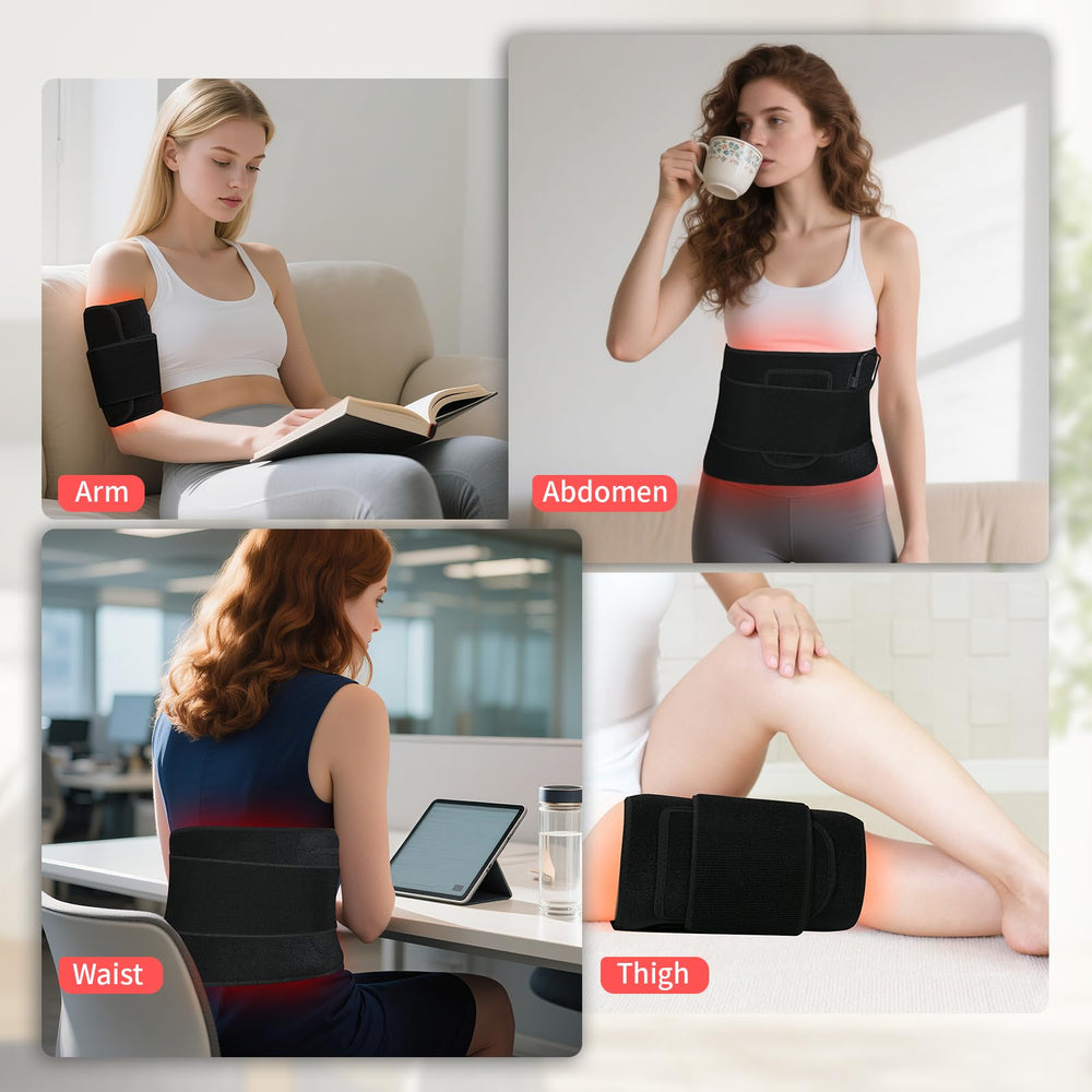 Qworaky red-light therapy belt shoulders helps ease tension during daily tasks.