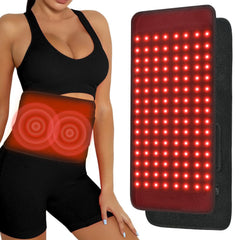 Qworaky red-light therapy belt focused on the waist for soothing warmth and relaxation.