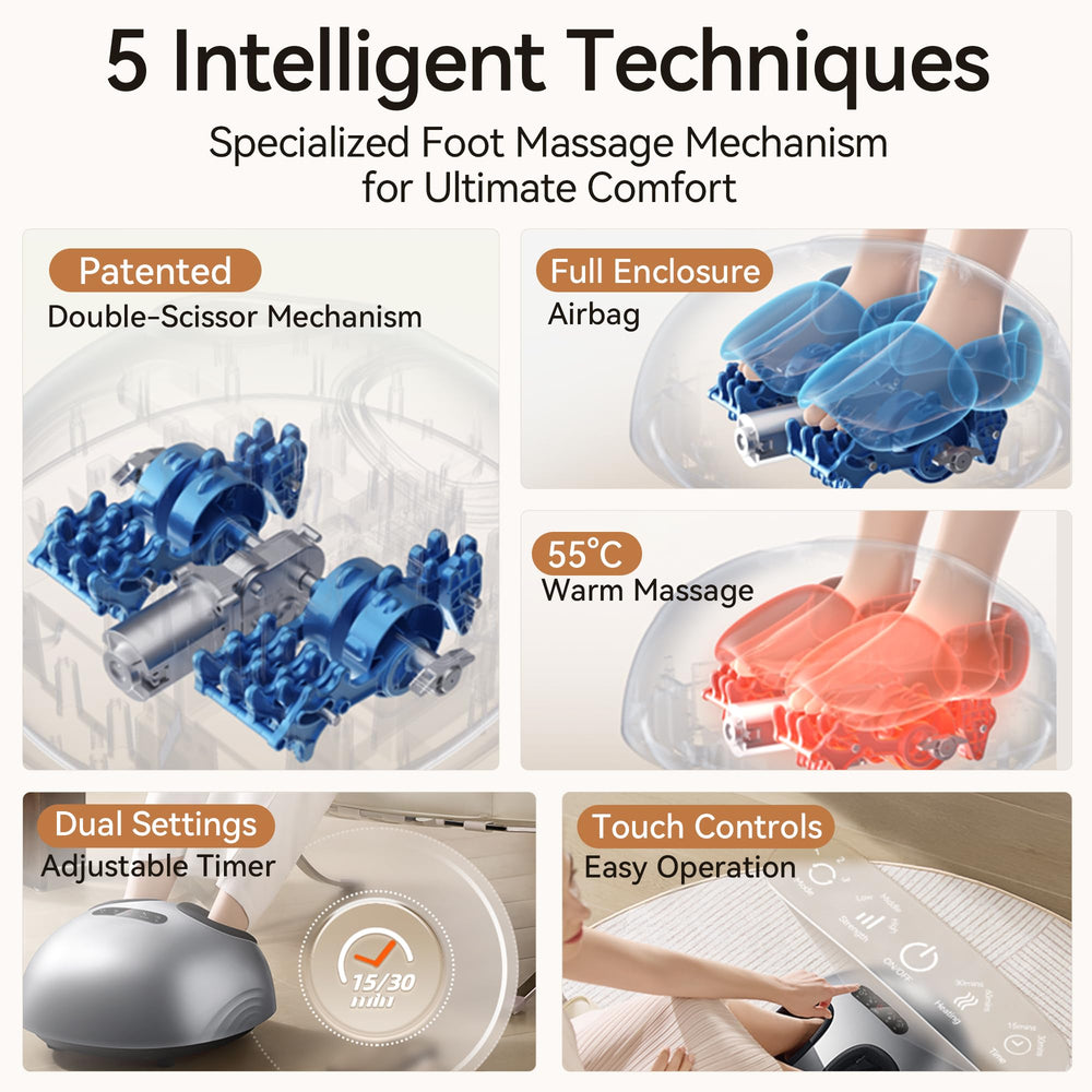 QXC foot massager offers 3 modes and 3 intensities for customization.