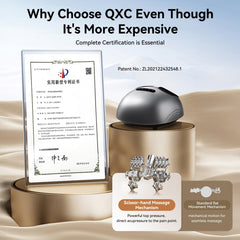 QXC foot massager's compact design fits on a couch or bed.
