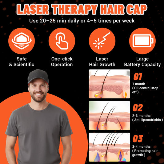 Qydenova cap close-up showing red LEDs for follicle activation