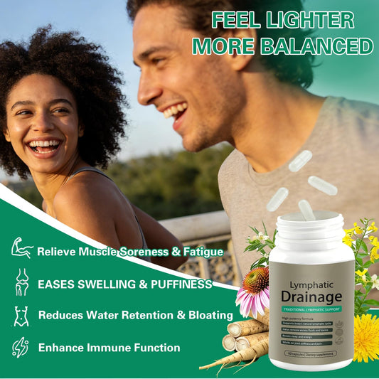 QYGCHUSIN Lymphatic Drainage Capsules label close-up highlighting elderberry and dandelion for immune wellness.
