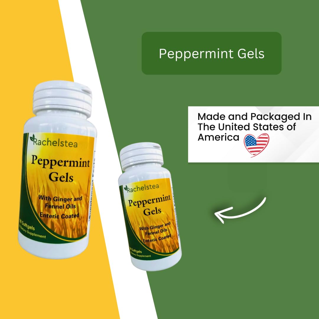 Rachelstea Peppermint Gels softgels close-up, easy-to-swallow daily supplement