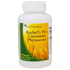 Rachelstea Pro Curcumin Phytosome bottle label highlights Meriva content and gluten-free promise.