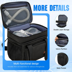 RackVibe CPAP Travel Bag side pockets store cables and personal items for quick reach.