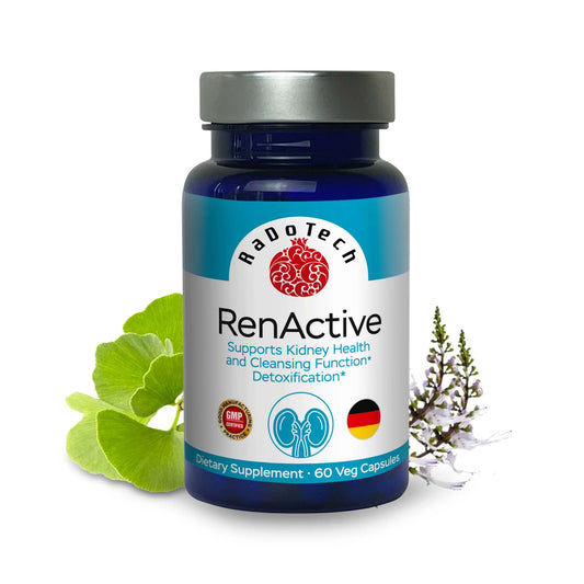 RaDoTech RenActive kidney detox bottle front showing natural capsules for daily support