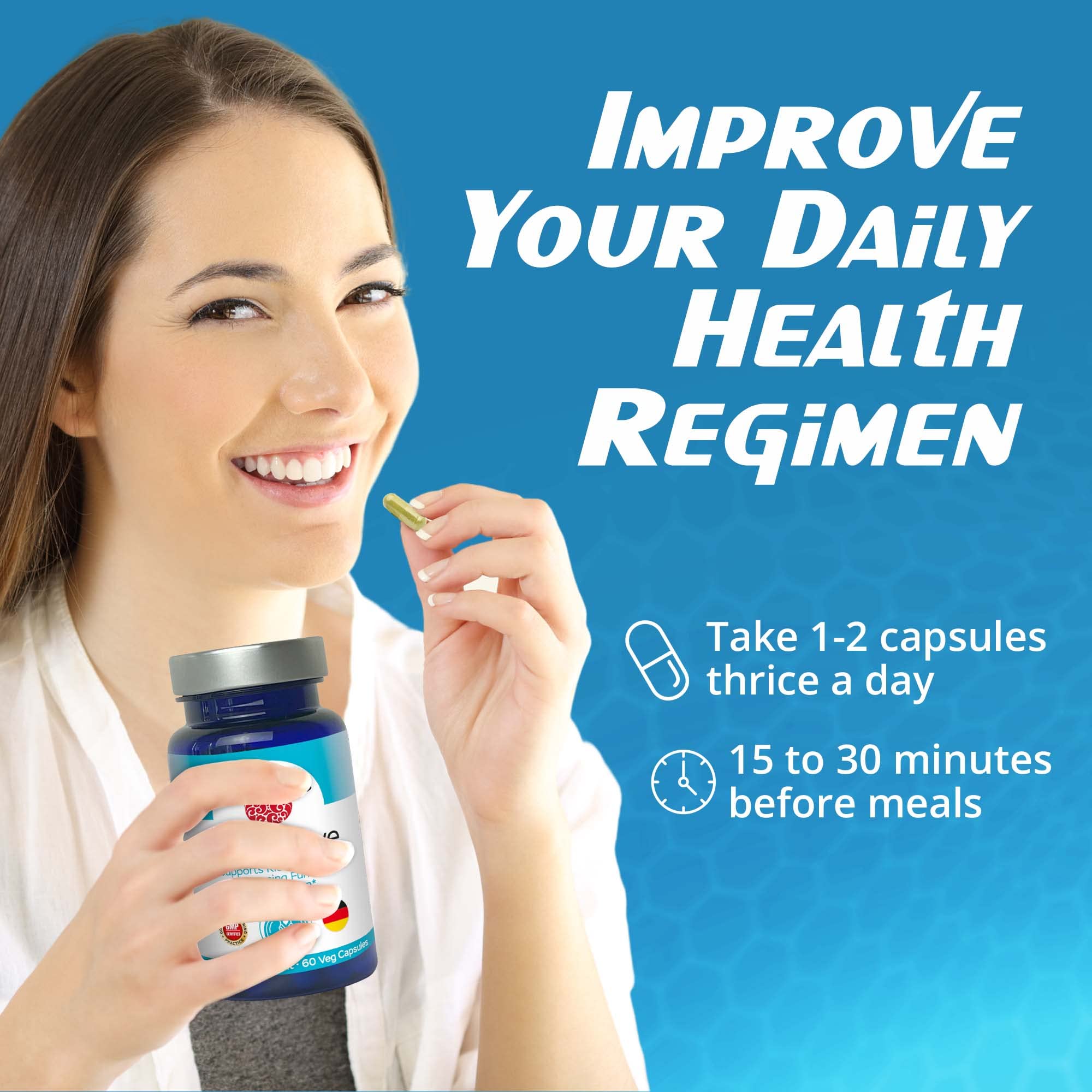 RaDoTech RenActive kidney detox capsules beside a glass of water for daily use