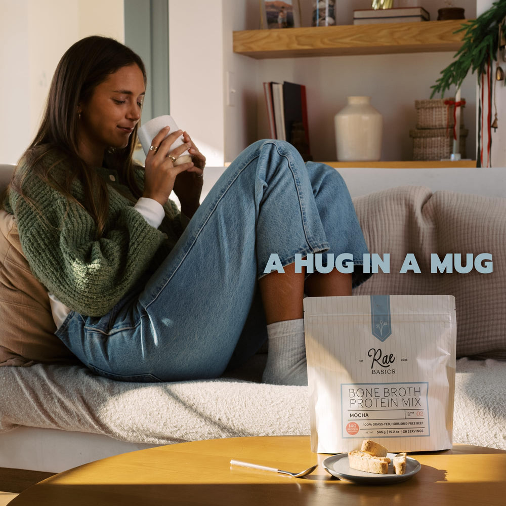 Rae Basics hot-water mix offers a cozy coffeehouse-inspired beverage.