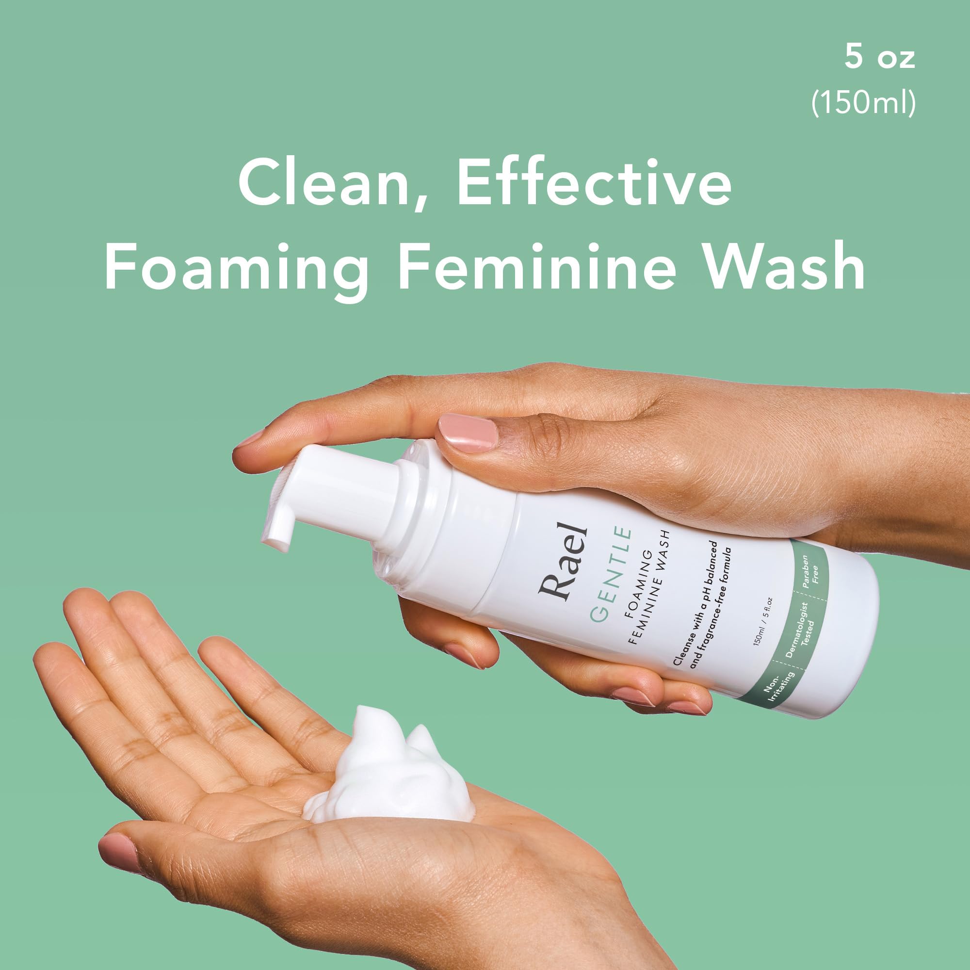 Rael foaming texture demonstrates a gentle lather for sensitive skin.