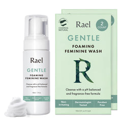 Rael Feminine Wash bottle with pump offers daily cleansing and lasting freshness.