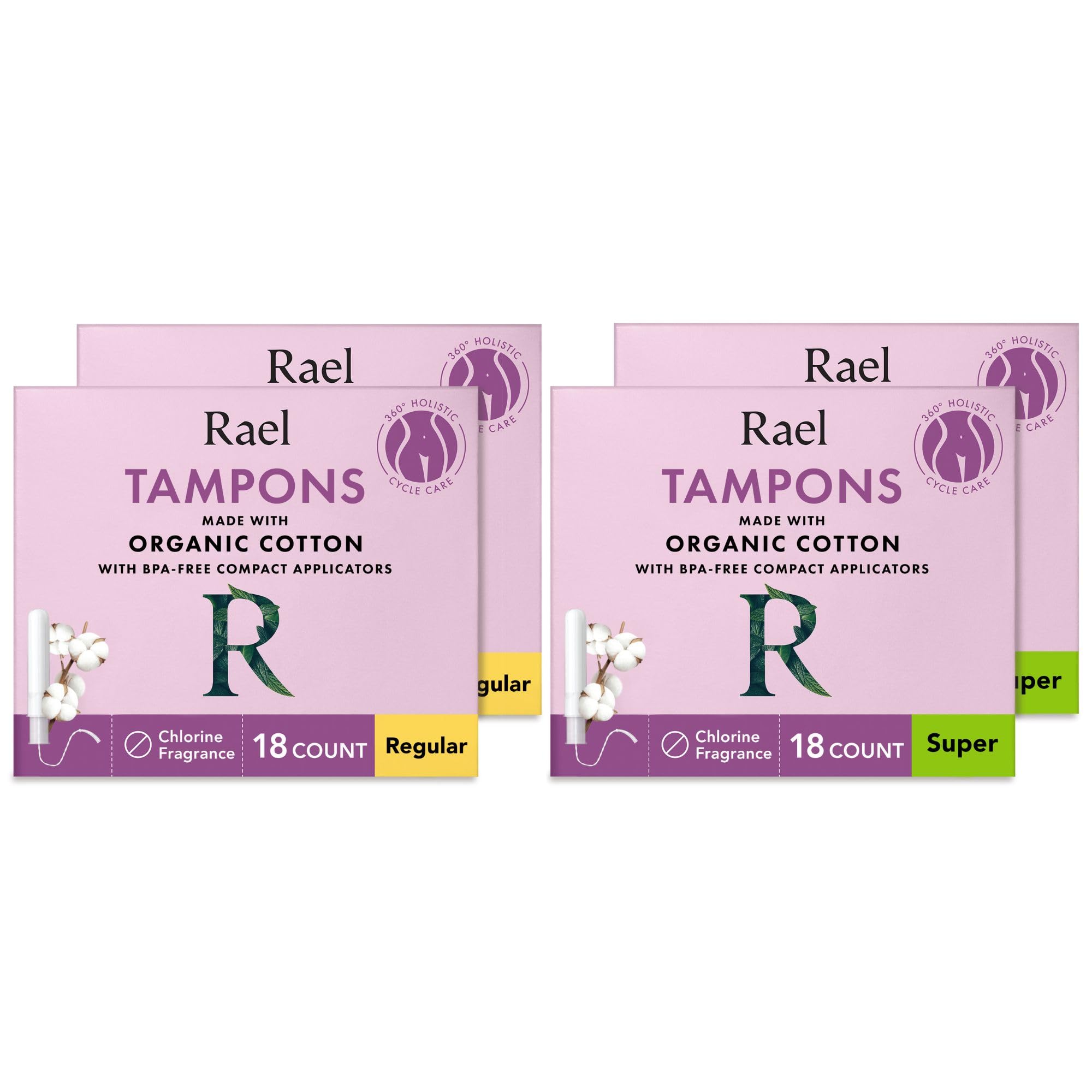 Rael tampons with compact BPA-free applicator in sustainable packaging for on-the-go use