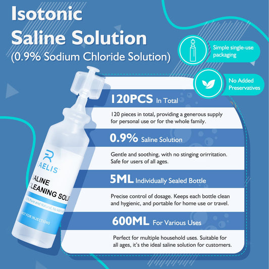 RAELIS saline solution 5ml sachets individually sealed for easy on-the-go dosing