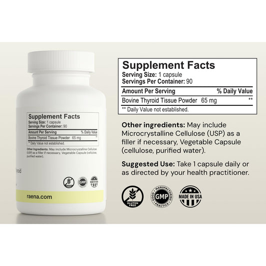 Raena Premium Bovine capsules close-up: pure formula for daily wellness.
