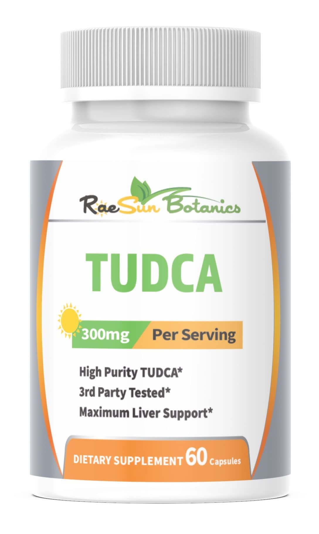 RaeSun Botanics TUDCA bottle on a shelf for easy liver support