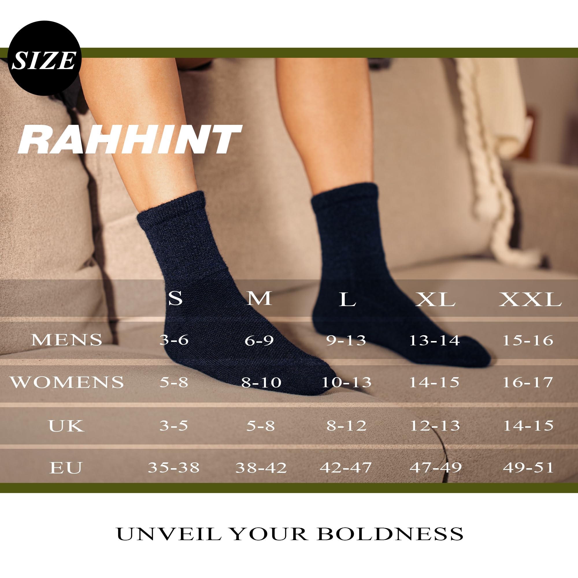 Rahhint Alpaca Wool Diabetic Socks daily comfort for all-day wear.
