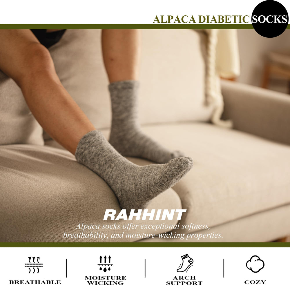 Rahhint Alpaca Wool Diabetic Socks Seamless Toe for friction-free wear