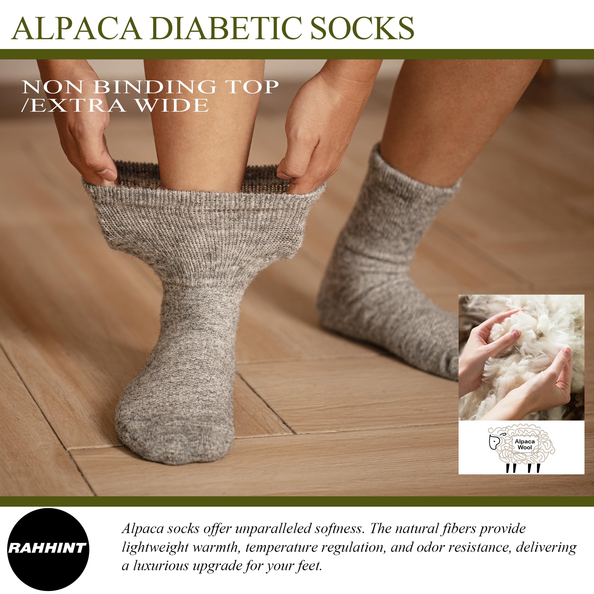 Rahhint diabetic socks; seamless toe design reduces irritation during daily wear
