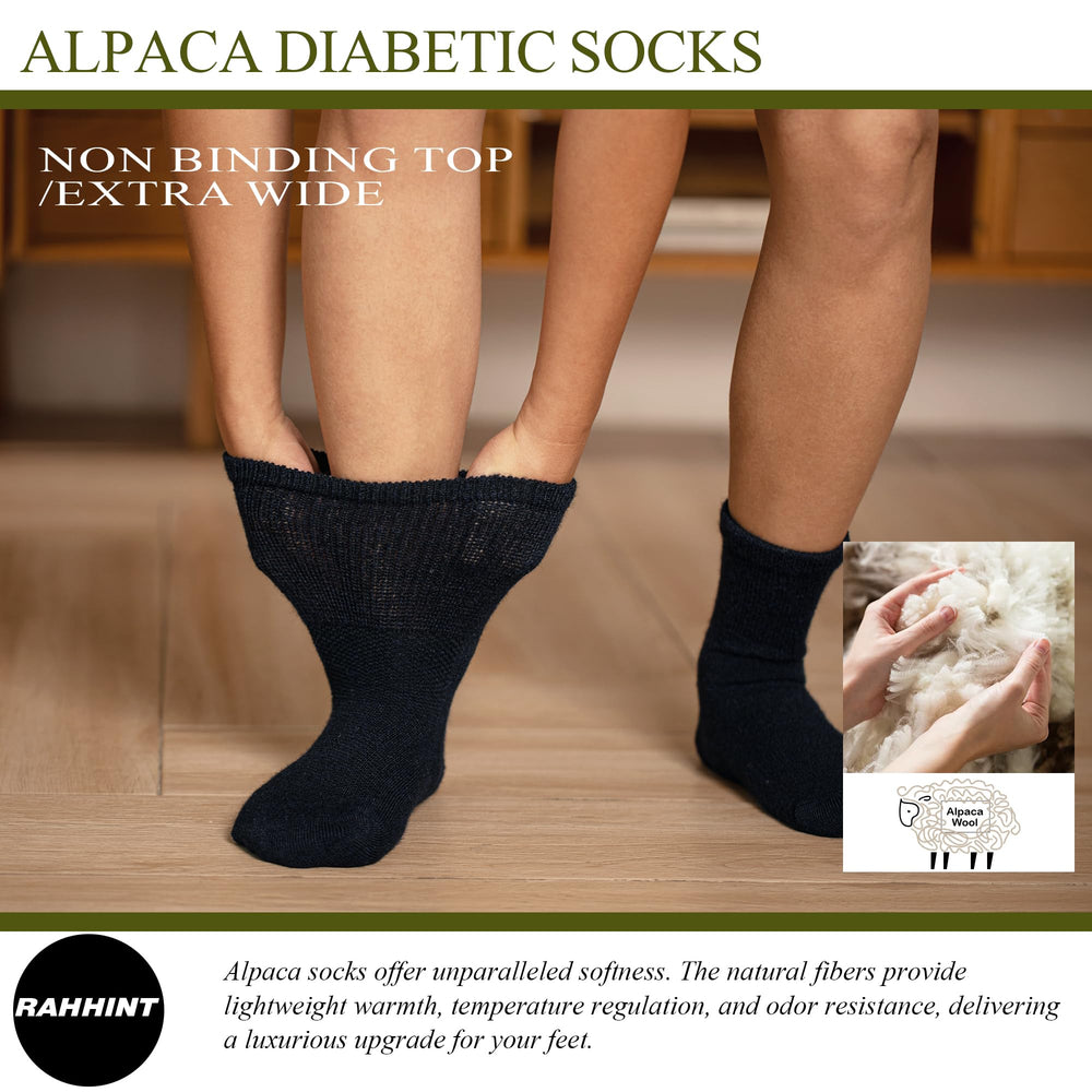 Rahhint Diabetic Socks non-binding cuff demonstrates easy wear and gentle daily support.