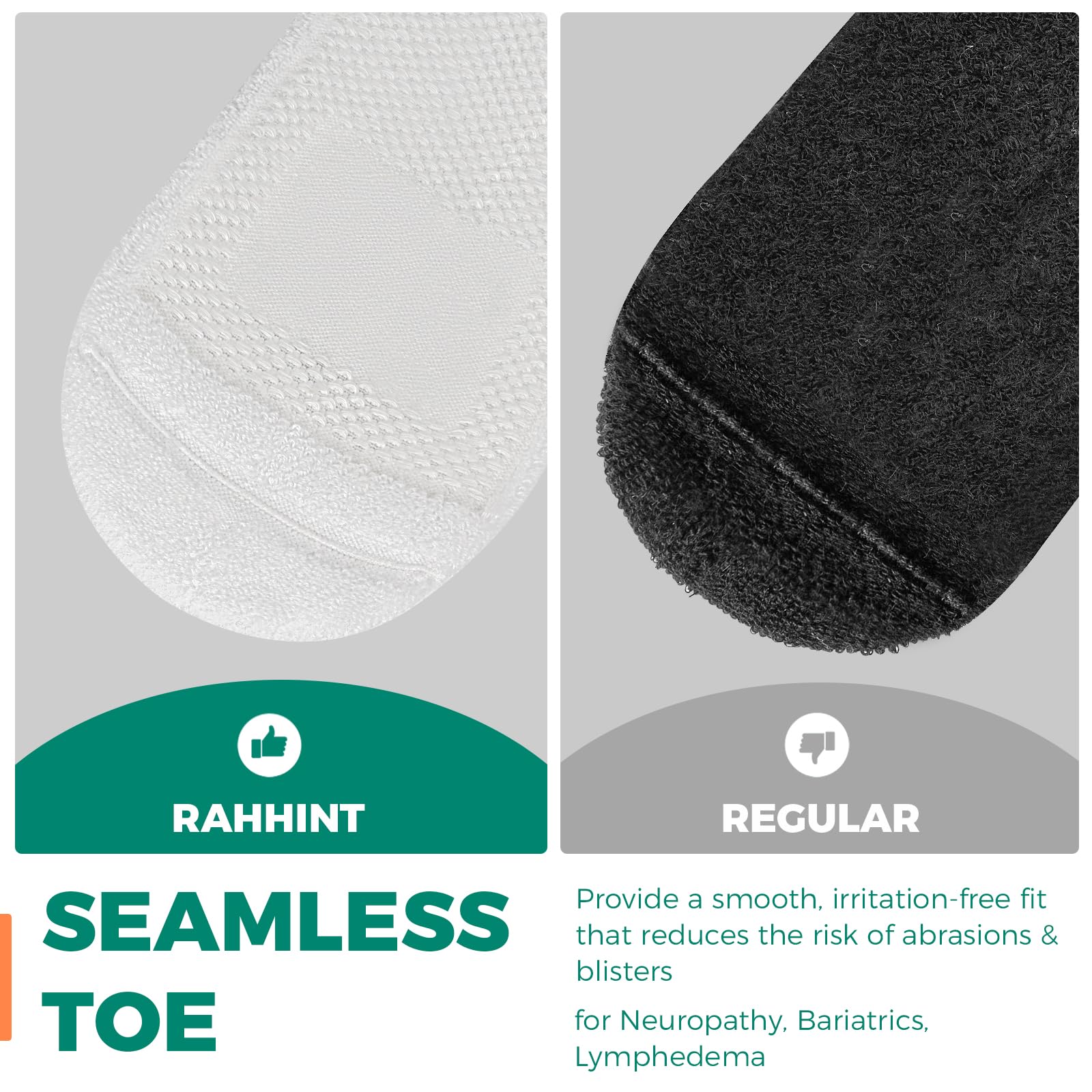 Rahhint Pro diabetic socks loose-fit crew for versatile indoor and outdoor wear.