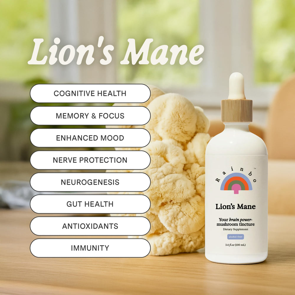 Rainbo Lion's Mane tincture pour shows easy daily use.