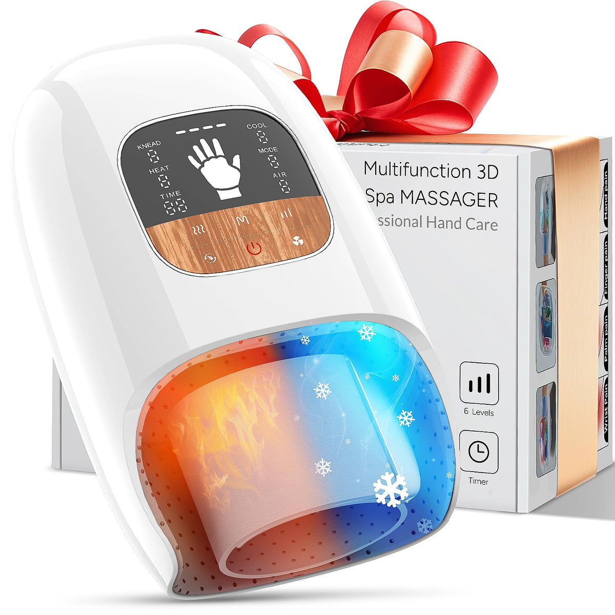 Rainbow Forest Hand Massager front view showing sleek, compact home-friendly design