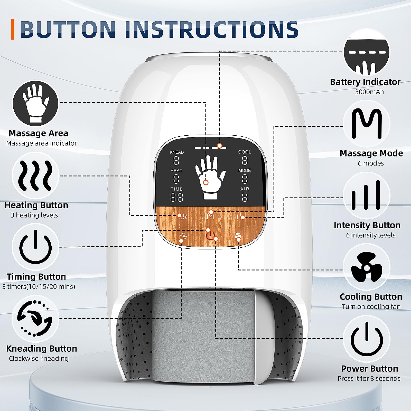 Rainbow Forest Hand Massager side view highlighting portable cordless use