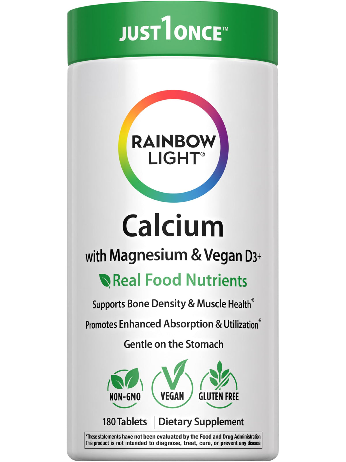 Rainbow Light Calcium Complex bottle front view showcasing vegan bone support