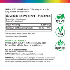 Rainbow Light magnesium glycinate capsules highlight vegan, gluten-free formula.