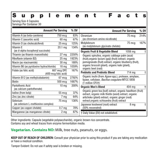 Rainbow Light men's multivitamin tablets close-up, showcasing a high-potency daily supplement.