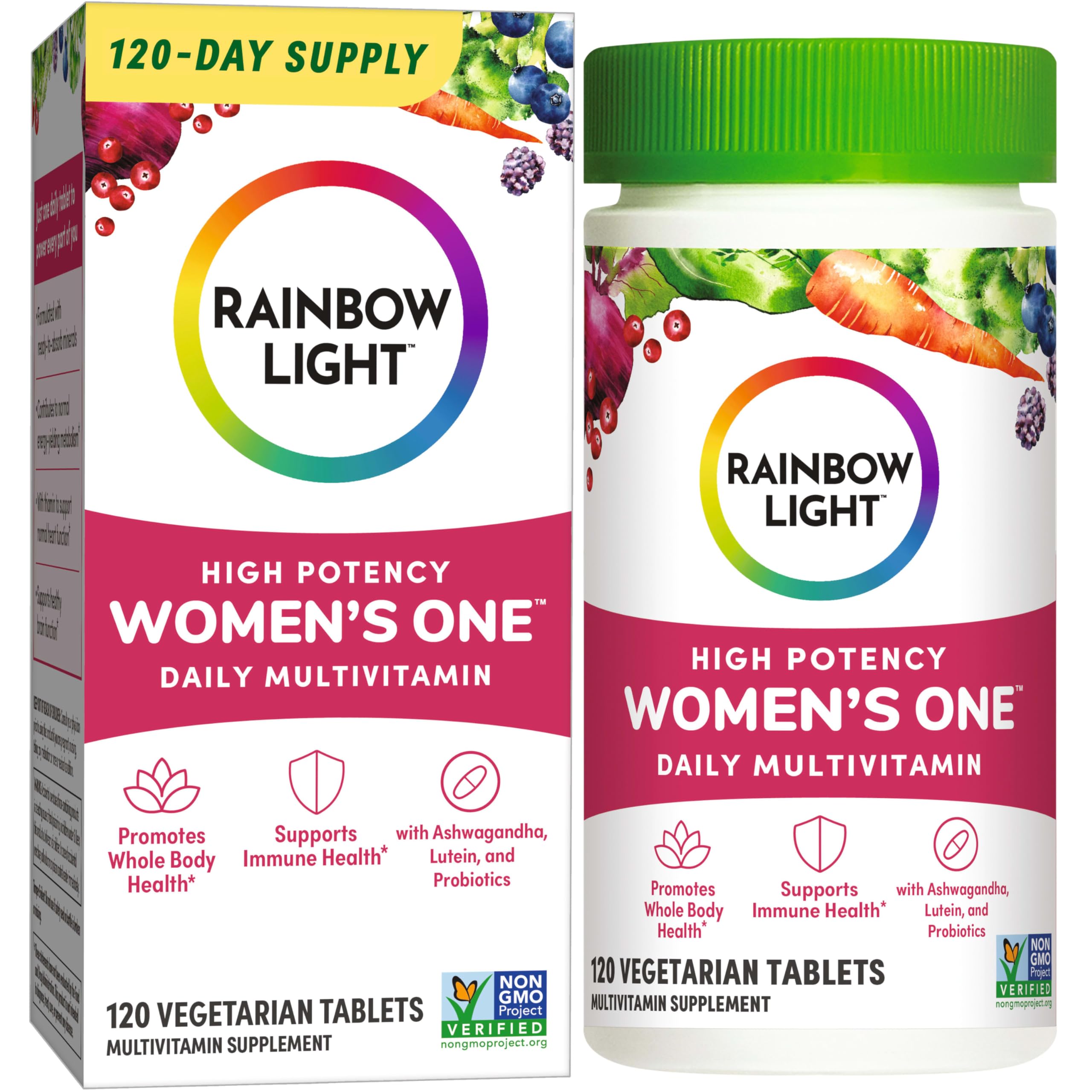 Rainbow Light Women's One powder tub for daily wellness.