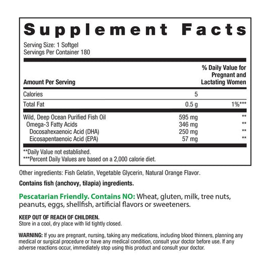 Rainbow Light Prenatal DHA orange-flavored softgel showing pleasant taste appeal.