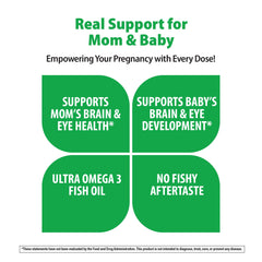 Rainbow Light Prenatal DHA pescatarian-friendly packaging emphasizing gluten-free, non-GMO formula.