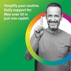 Rainbow Light vegetarian formulation emphasizing plant-based nutrients for 50+ men.